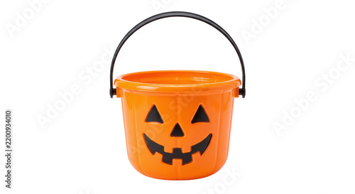 Orange plastic Halloween pumpkin bucket trick treat