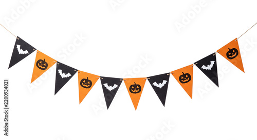 Halloween bunting banner with pumpkins and bats