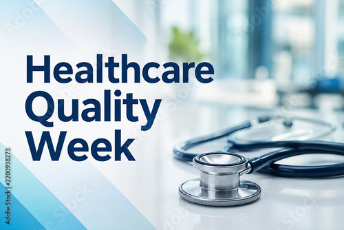 Healthcare Quality Week Banner with Stethoscope on Desk