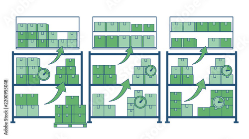 Warehouse Inventory Replenishment and Stock Management Vector Illustration
