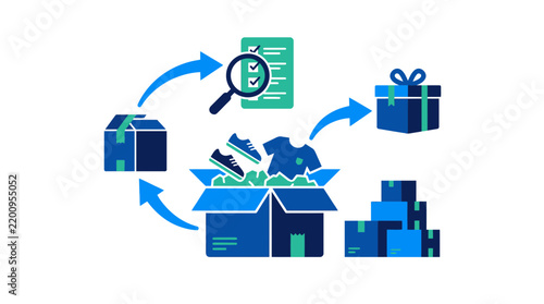 Product Return and Order Fulfillment Process Vector Illustration