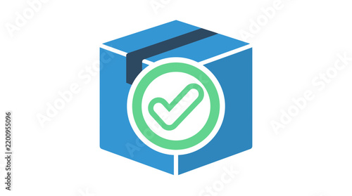Delivery Confirmation Package Box with Green Checkmark Vector Illustration