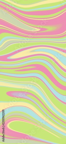 Abstract fluid background featuring soft pastel waves of pink, green, blue, and yellow in a smooth, marbled liquid pattern.
