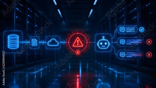 AI Chatbot Error And Hallucination Risk In Enterprise Server Room