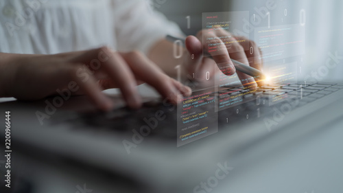 Fototapeta Unsecure and buggy programming code filled with errors and strange logic. Code contains insecure queries, broken validation, weird functions, and programming flaws for demonstration. Latch