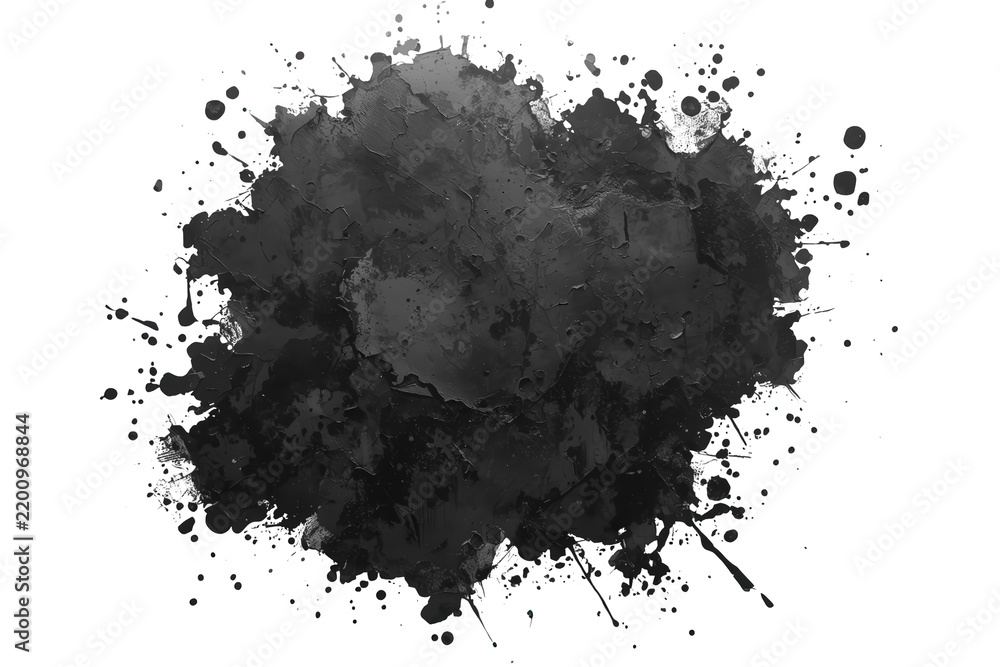 Fototapeta premium Dense black watercolor explosion with scattered speckles