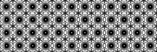 Seamless black and white geometric mandala pattern background.