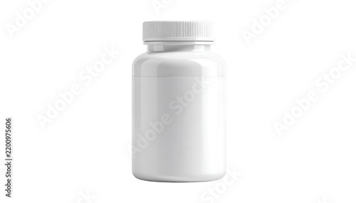 White Supplement Bottle Mockup Front View on Transparent Background