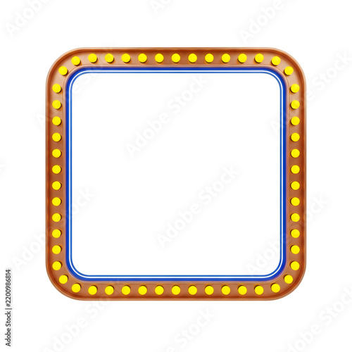 Square light bulb frame for cinema sign isolated on white