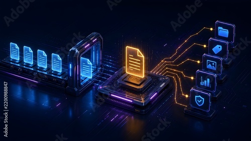 Automated Document Sorting And Categorization Processing Unit On Circuit Board