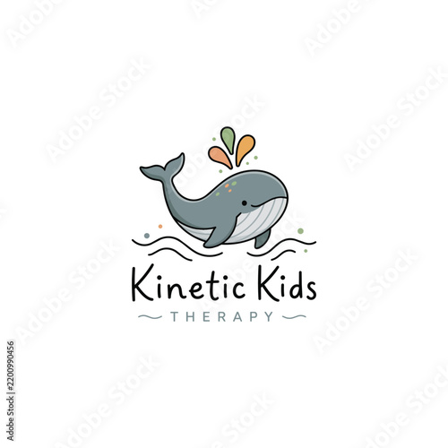 A professional yet whimsical logo featuring a friendly whale mascot. The hand-drawn lines and clean, minimalist design reflect the fun and child-centred nature of paediatric occupational therapy.