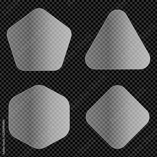 Geometric shapes with frosted glass effect on a dark textured background