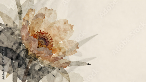 Watercolor painting of a large delicate flower bloom
