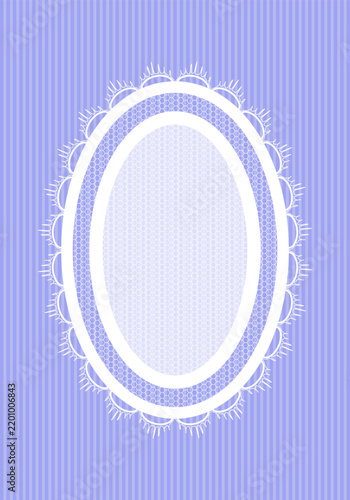 Retro lace oval frame with honeycomb pattern purple striped background Vintage wedding card template