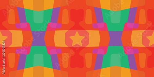 Groovy Psychedelic Vibrant Geometric Star Background Design