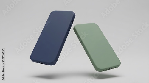 Smartphone Cases Covers Pair Floating Display Mockup