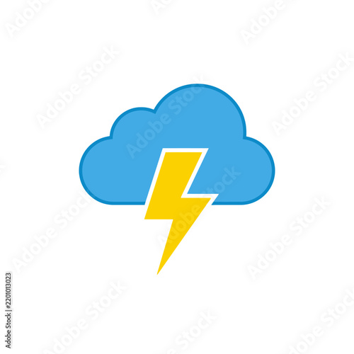 Storm Cloud with Lightning Bolt Flat Vector Icon - Modern Weather and Energy Symbol Illustration
