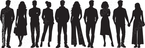 Professional Men and Women Standing Poses Silhouette Icons