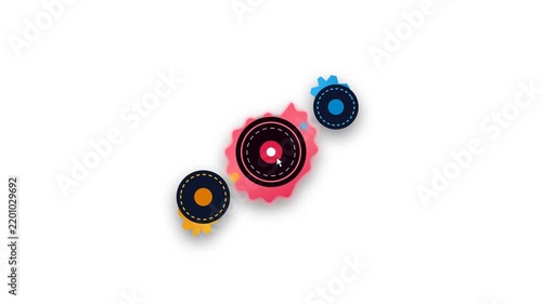 Animasi Triple Interlocking Gear Click 4K Motion Graphic Animation | Seamless Loop