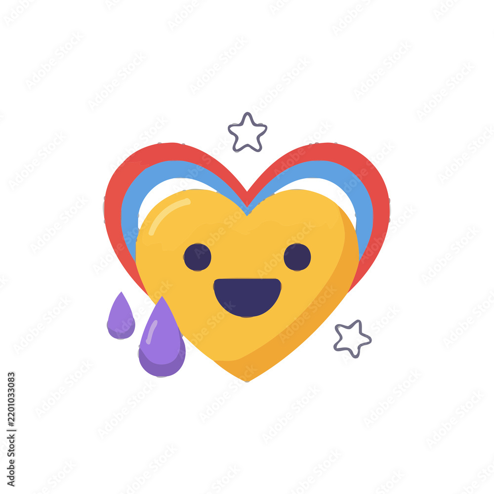 Obraz premium Happy Heart Emoji with Tears and Stars