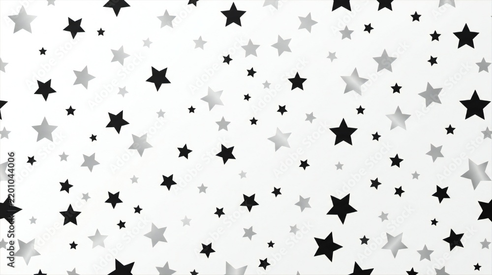 Fototapeta premium Stars pattern background vector illustration with black and silver metallic stars on white