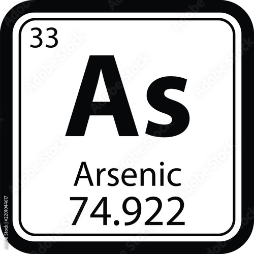 Arsenic As chemical element icon. The chemical element of the periodic table symbol. atomic number sign. flat style.