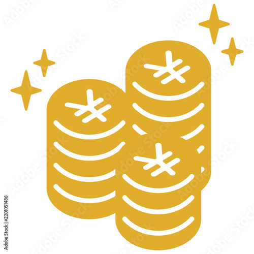 日本円コインアイコン マネーと資産運用のイラスト素材 Japanese Yen Coin Icon Money and Finance Illustration Design