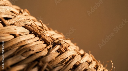 Woven rattan fibers texture close up