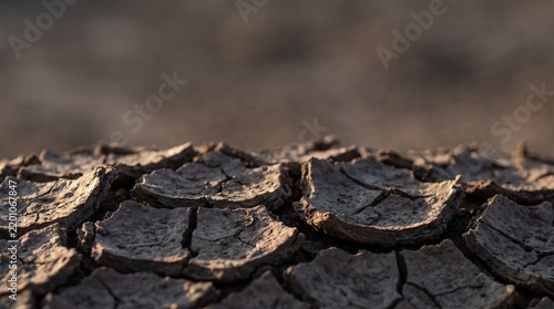 Cracked dried clay ground texture close up