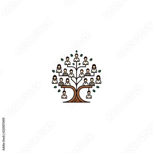 Modern Tree of Life Logo with Human Figures Symbolizing Family and Social Connection