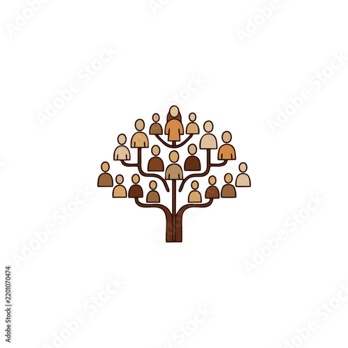 Elegant Family Tree Illustration Representing Love, Support, and Generational Bonds
