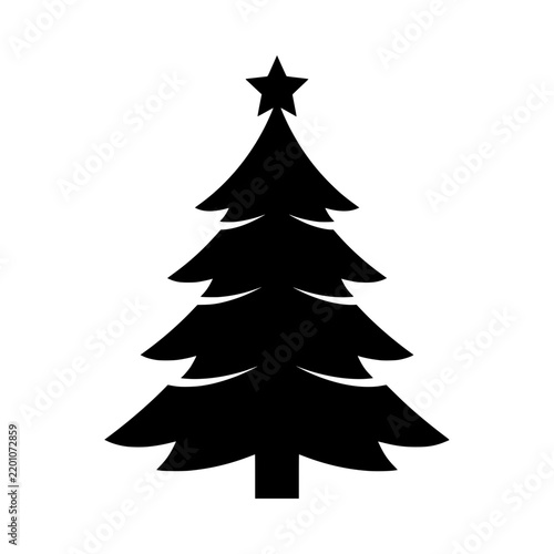 Christmas Tree Silhouette Icon with Star Topper