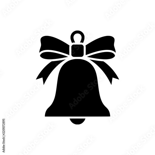 Christmas Bell with Ribbon Bow Silhouette Icon