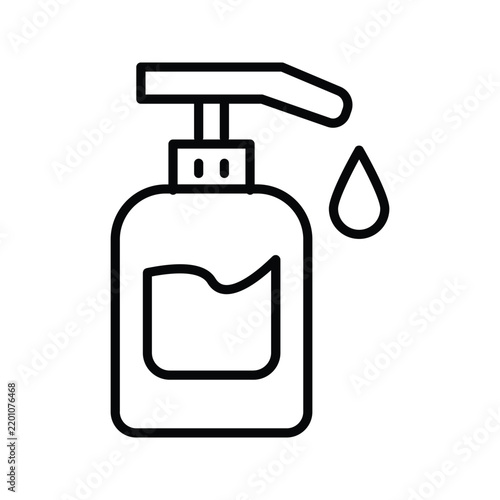 Hand sanitizer dispenser icon representing hand hygiene, cleanliness, disinfection, healthcare, and infection prevention.