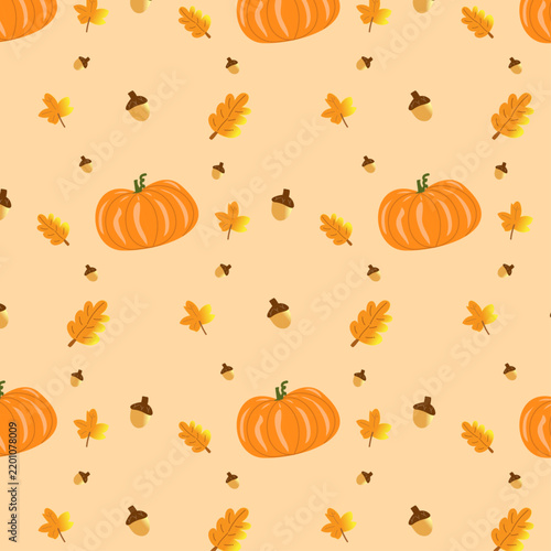 Cute Autumn Pumpkin Seamless Pattern