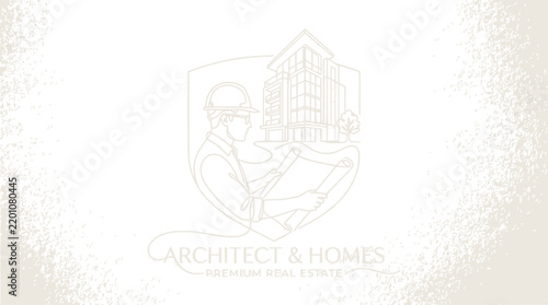 Minimalist line art logo for architect and premium real estate agency