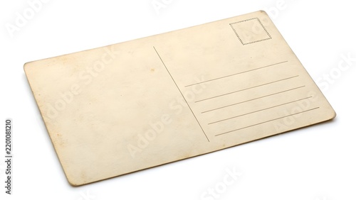 Postcard template featuring blank vintage paper stationery isolated against a white background for design.