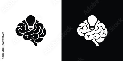 Quadro su tela Creative Thinking Brain with Lightbulb Icon Symbolizing Idea and Innovation