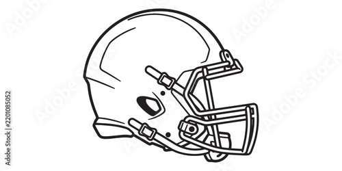 Black and white outline of american football helmet