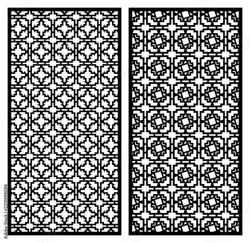 Decorative Partition Wall Panel Design Stencil Set in Black Silhouette for Wood and Acrylic Cutting.