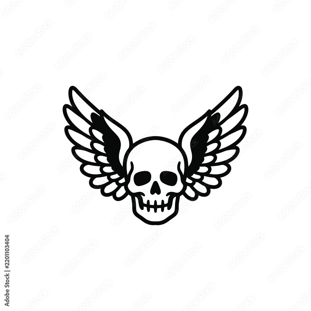 Fototapeta premium Winged Skull Tattoo Design Vector Art.