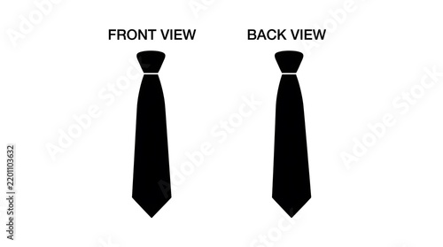Front and Back View of a Black Necktie Icon