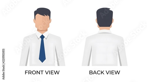 Businessman Front and Back View Flat Character Illustration