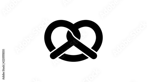 Detailed pretzel icon rendered as a bold black silhouette isolated against a plain white background for versatile graphic design applications in various print digital media