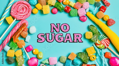 No sugar beverage concept with a drink, sugar cubes and a clear sugar free message.