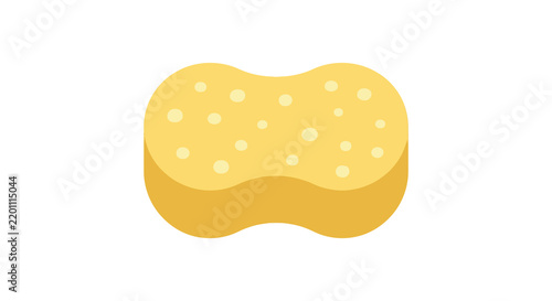 Yellow cleaning sponge with porous texture rests against a white background