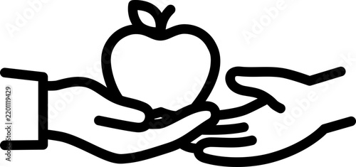 Hand Giving Apple To Teacher Icon