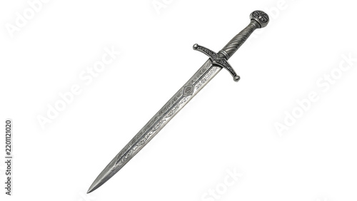 Ancient metallic steel dagger sword weapon model isolated on transparent background