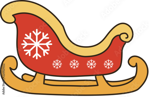 Santa sleigh with gifts, hand drawn Christmas holiday icon vector illustration