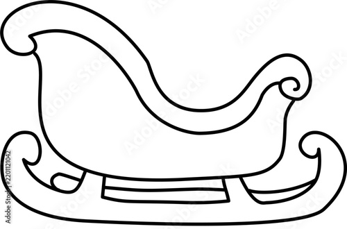Santa sleigh with gifts, hand drawn Christmas holiday icon vector illustration